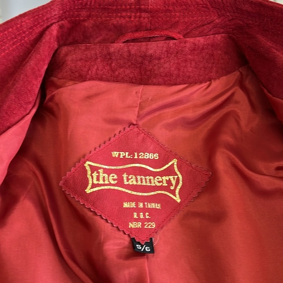 The Tannery Women’s 3/4 Sleeve Red Suede Leather Blazer Jacket Size 5/6 - Picture 5 of 12